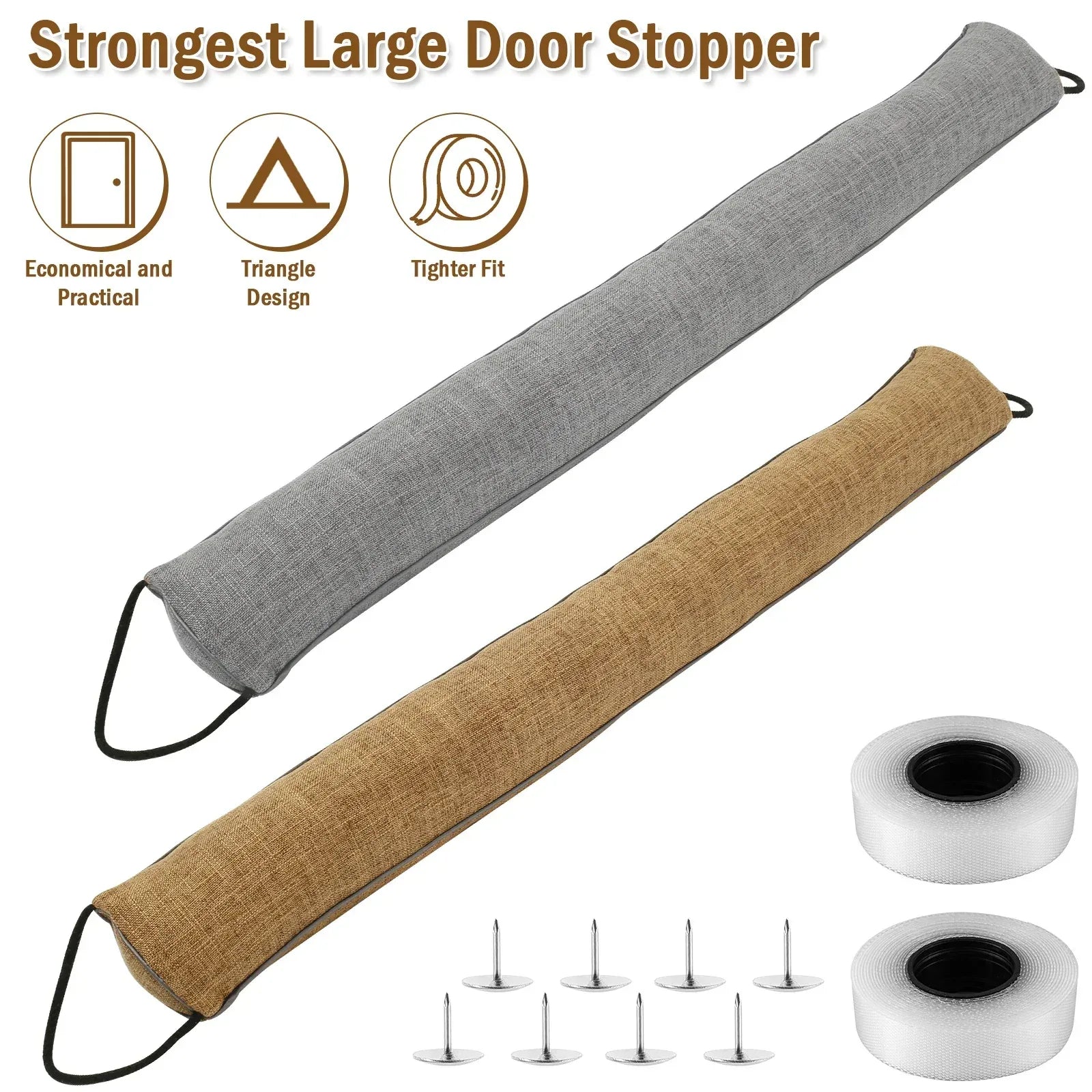 1/2Pcs Under Door Draft Stopper 92cm Heavy Triangular Duty Door Draft Blocker with Hanging Loops for Under Door Noise Blocker - Luvia