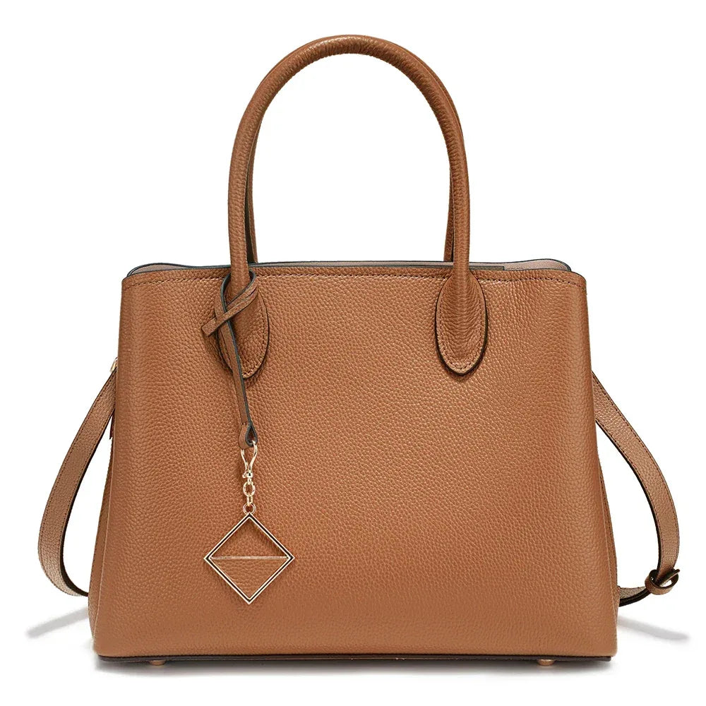 Zency Women's Genuine Leather Large Shopper Bag Designer Shoulder Bags Handbag Bucket Crossbody 2025 leather Top Handles Bags - Luvia