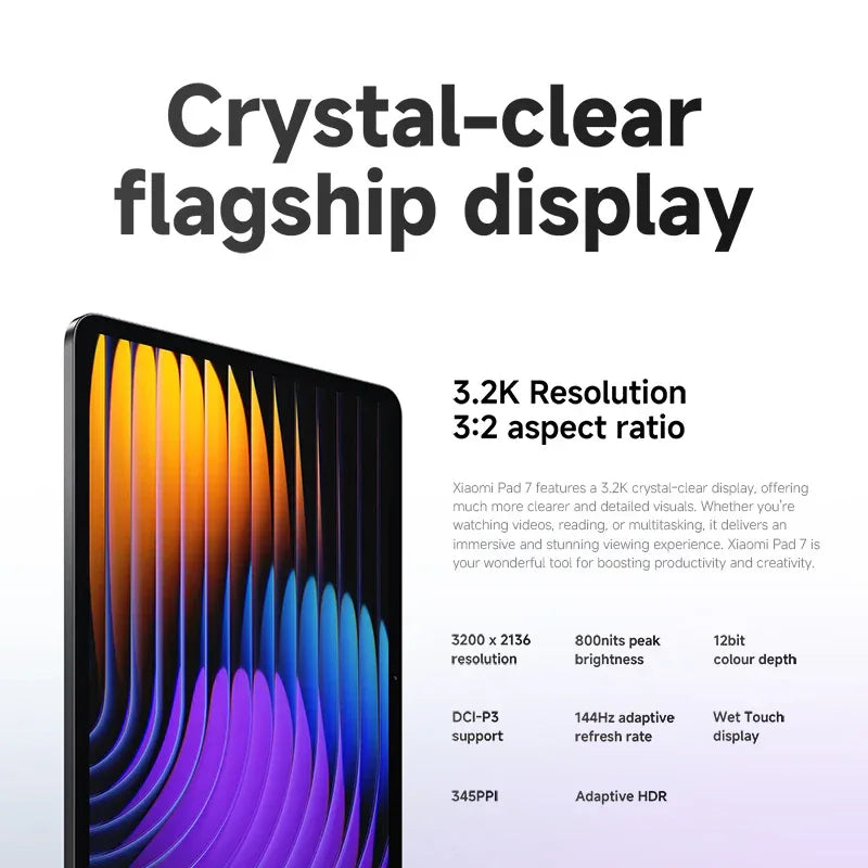 FR Warehouse Xiaomi Pad 7 Global Version Tablet 8850mAh 13MP Camera Snapdragon 7+ Gen 3 Octa-core 11.2" 3.2K Display 144Hz 45W - Luvia