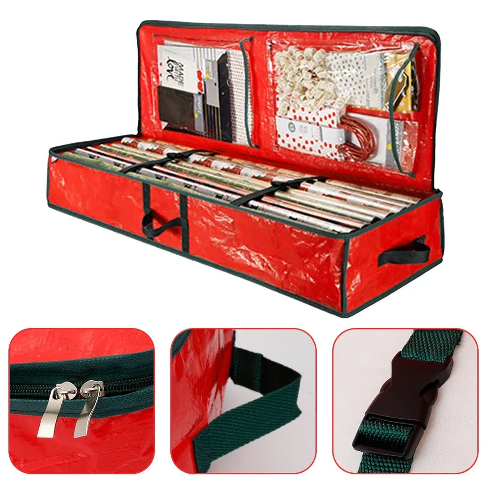 Christmas Gift Wrap Storage Bag 40 Inch Long Large Xmas Wrapping Paper Storage Box Dust-proof Holiday Accessories Organizer - Luvia