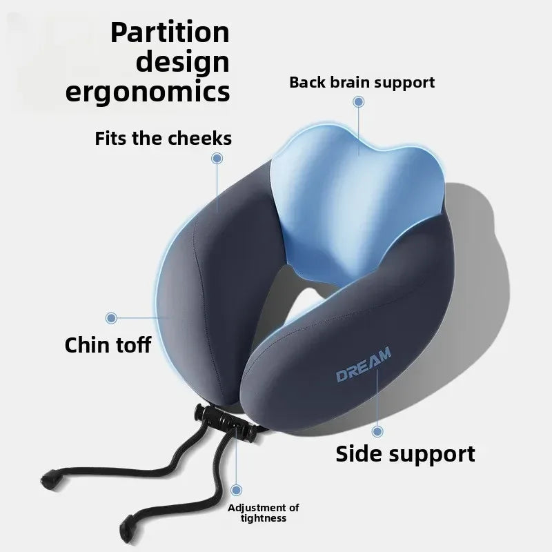Memory Foam U-Shaped Neck Pillow for Travel & Airplane - Ergonomic Cervical Support Pillow with Portable Design Washable Cover - Luvia