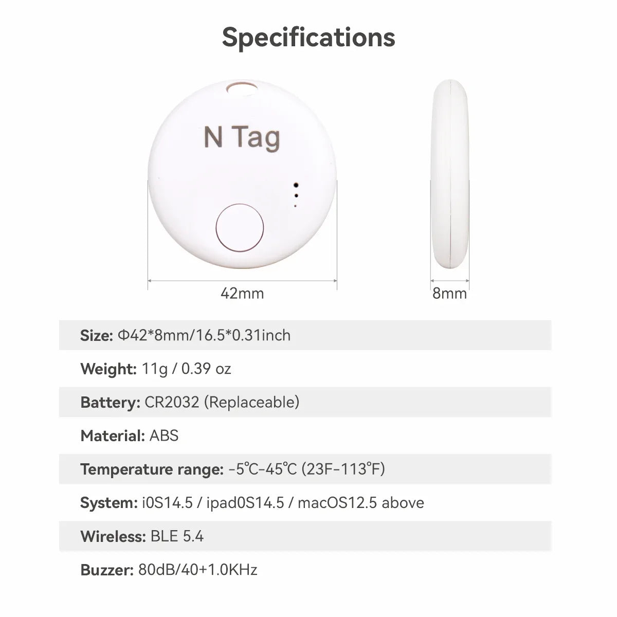 Bluetooth Smart Tag Air Tracker Tags Work with Find My APP (iOS Only) Tracking Locator Device Search Item Finder Luggage Key Bag - Luvia