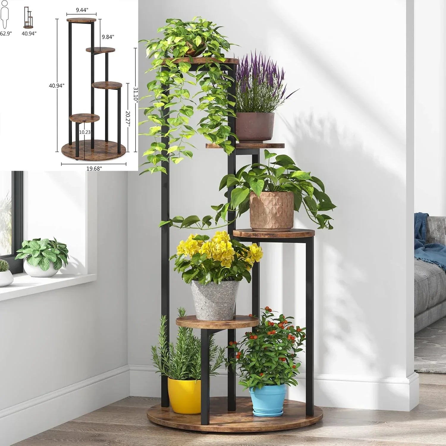 Plant Stand Indoor, Multi-Tiered 11 Potted Plant Shelf Flower Stands, Tall Plant Rack Display Holder Planter Organizer - Luvia