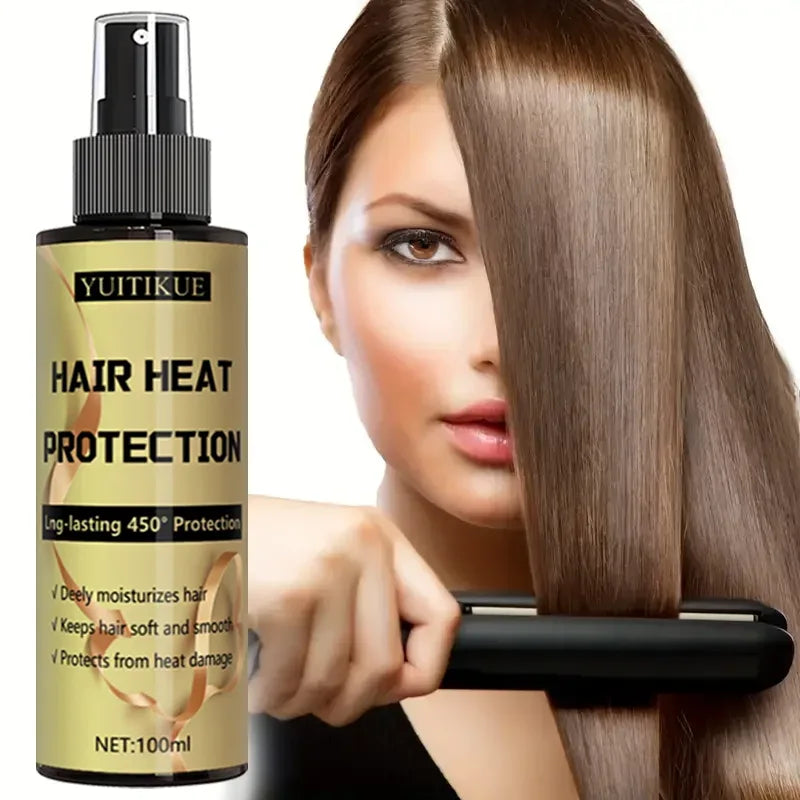 Hair heat protection spray, long-lasting protection up to 450 degrees, deeply moisturizes hair, making it soft and smooth. - Luvia