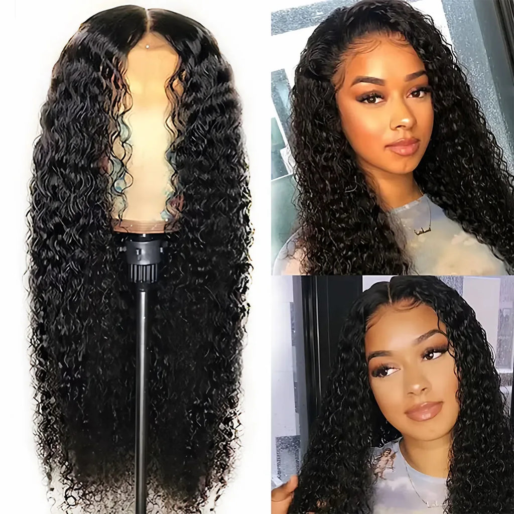 Wig for Women, African Small Curls, Fashionable Middle-Parted Long Curly Hair, Corn Perm Synthetic Fiber Wig Headgear - Luvia
