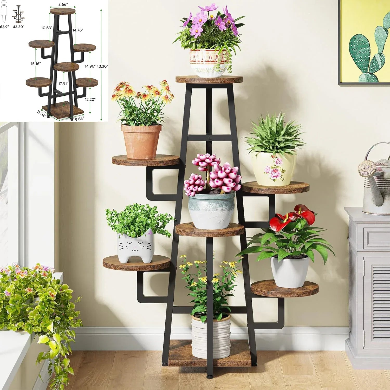 Plant Stand Indoor, Multi-Tiered 11 Potted Plant Shelf Flower Stands, Tall Plant Rack Display Holder Planter Organizer - Luvia