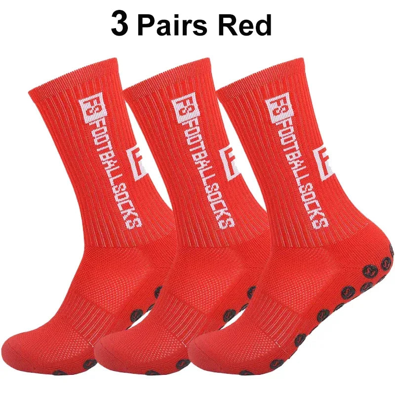 3 Pairs FS Non-slip Football Socks Men Women Sports Anti-Slip Soccer Stockings Silicone Bottom Breathable Outdoor Soccer Socks - Luvia