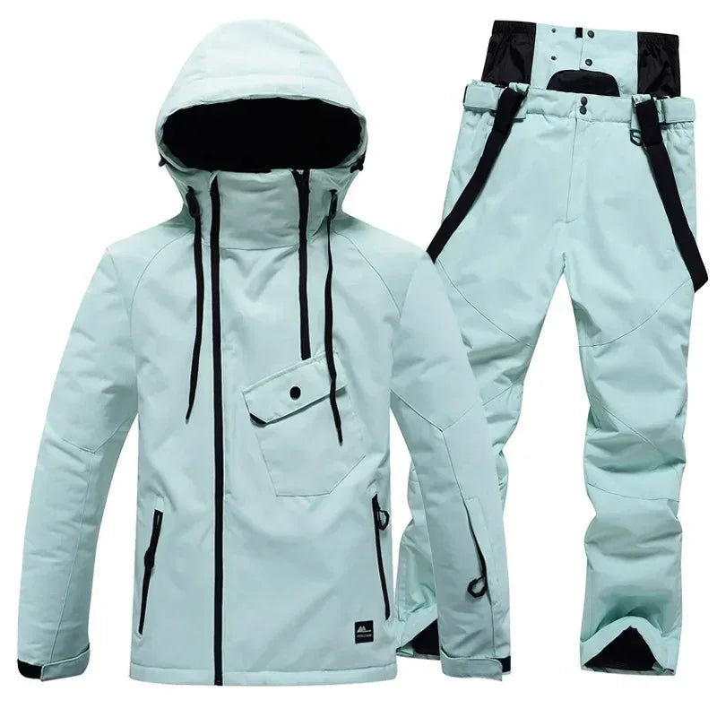 горнолыжный костюм Ski Suit Snowboarding Outdoor Snowsuit Waterproof Windproof Ice Jackets + Strap Pants - Luvia