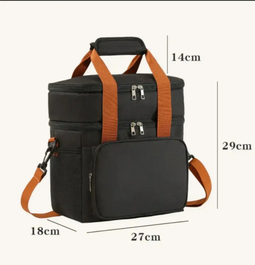 Insulated Lunch Bag|Leak-proof polyester cooler tote with PVC lining|Adjustable shoulder strap and side mesh pockets. - Luvia