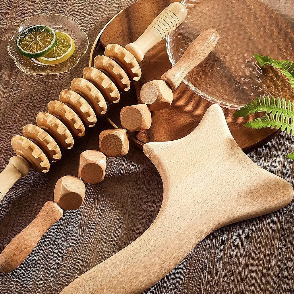 Wood Therapy Massage Tool Lymphatic Drainage Massager Anti Cellulite Fascia Massage Roller for Full Body Muscle Pain Relief - Luvia