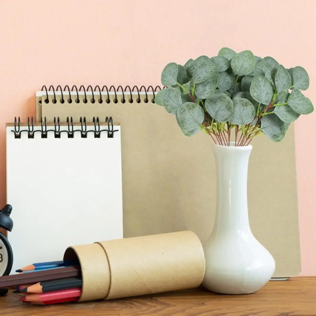 100 Pcs Artificial Eucalyptus Stems Fake Greenery Leaves Stems Faux Eucalyptus Plant for Floral Arrangement Green Leaves Decor - Luvia