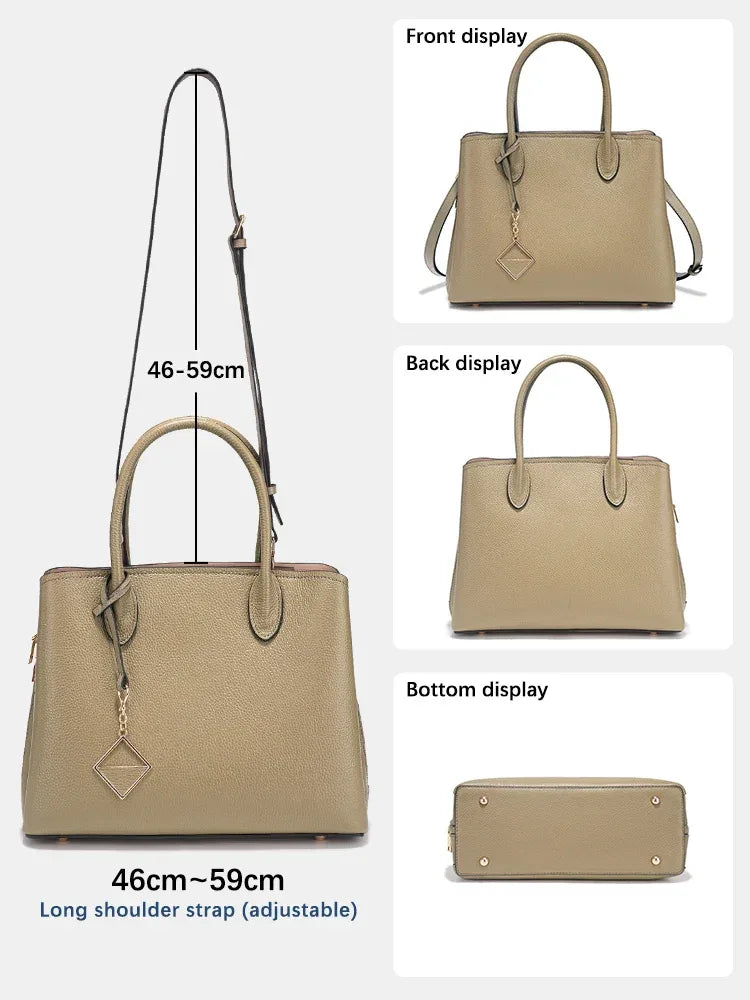 Zency Women's Genuine Leather Large Shopper Bag Designer Shoulder Bags Handbag Bucket Crossbody 2025 leather Top Handles Bags - Luvia