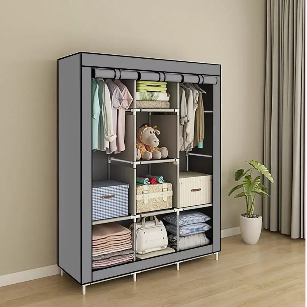Portable Wardrobe Clothes Organizer Non-Woven Fabric Wardrobe Storage Cupboard for Bedroom 128*45*170cm Storage Shelves - Luvia