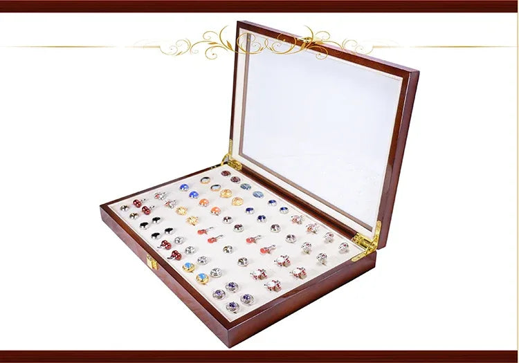 Luxury Cufflinks Gift Box 40pairs Capacity Cufflinks box High Quality Painted Wooden Box Authentic 350*240*50mm Ring Earing box - Luvia