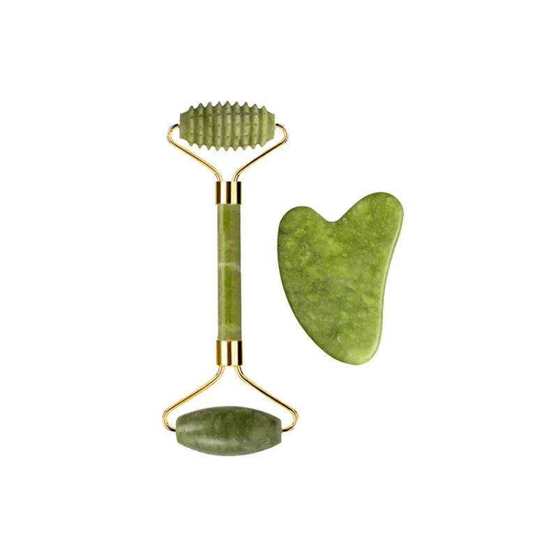 Natural Jade Roller Gua Sha Massage Set Guasha Board Comb Gouache Scraper Body Acupuncture Spa Facial Anti Aging Lifting Tools - Luvia