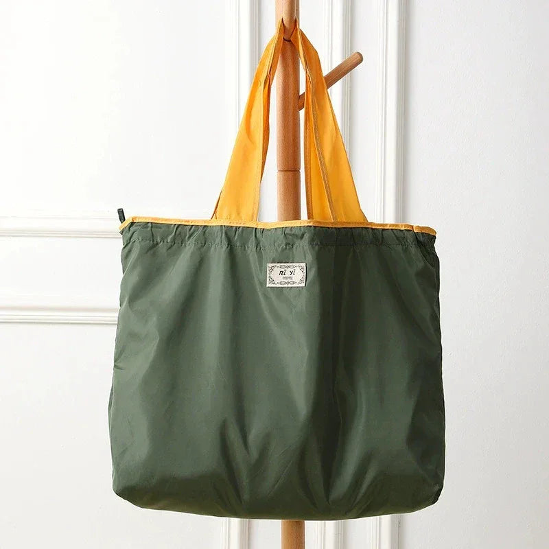 1-Pack Reusable Shopping Bag, Large Capacity Foldable Drawstring Eco-friendly Storage Bag, Casual Shopping Shoulder Bag - Luvia