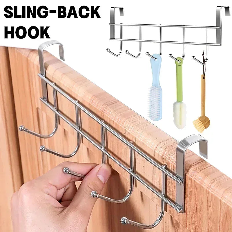 No Drill Over Door Hooks 5 Hooks Heavy Duty Organizer Space-Saving Wall Hanger for Coat Key Towel in Closet Bedroom Hallway - Luvia