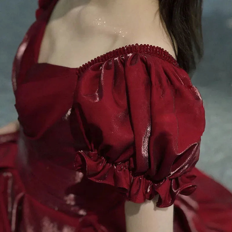 Evening Dress Red Bridal Toast Wear New V-neck Sexy Short Sleeve Long Skirt Backless Dinner Dresses Formal Dress Women Elegant - Luvia