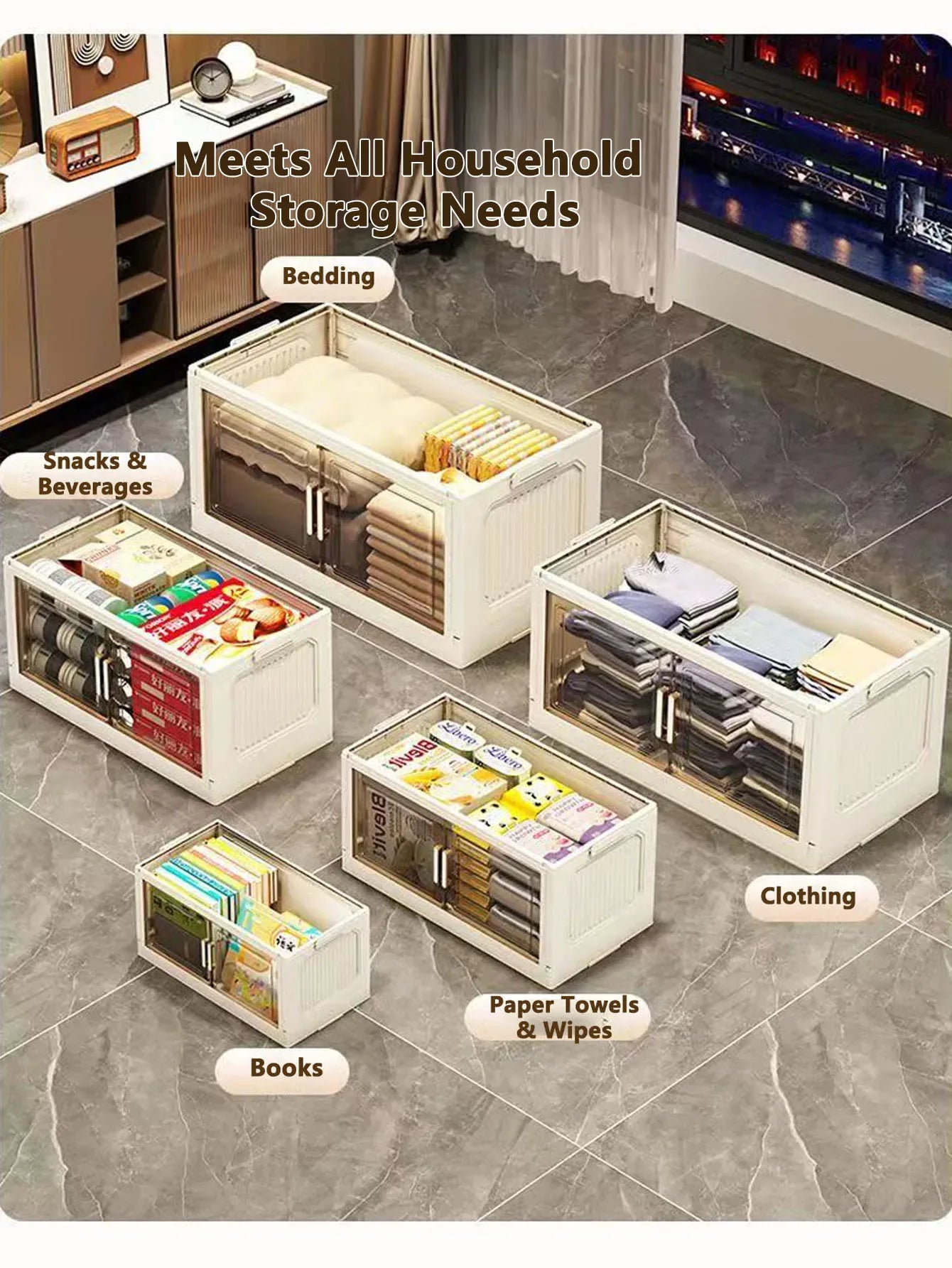 Storage Cabinet Folding Storage Box Home Living Room Toy Cabinet Storage Rack Snack Cabinet Installation-Free Kitchen Storage Cabinet Folding Storage Cabinet Organizer - Luvia