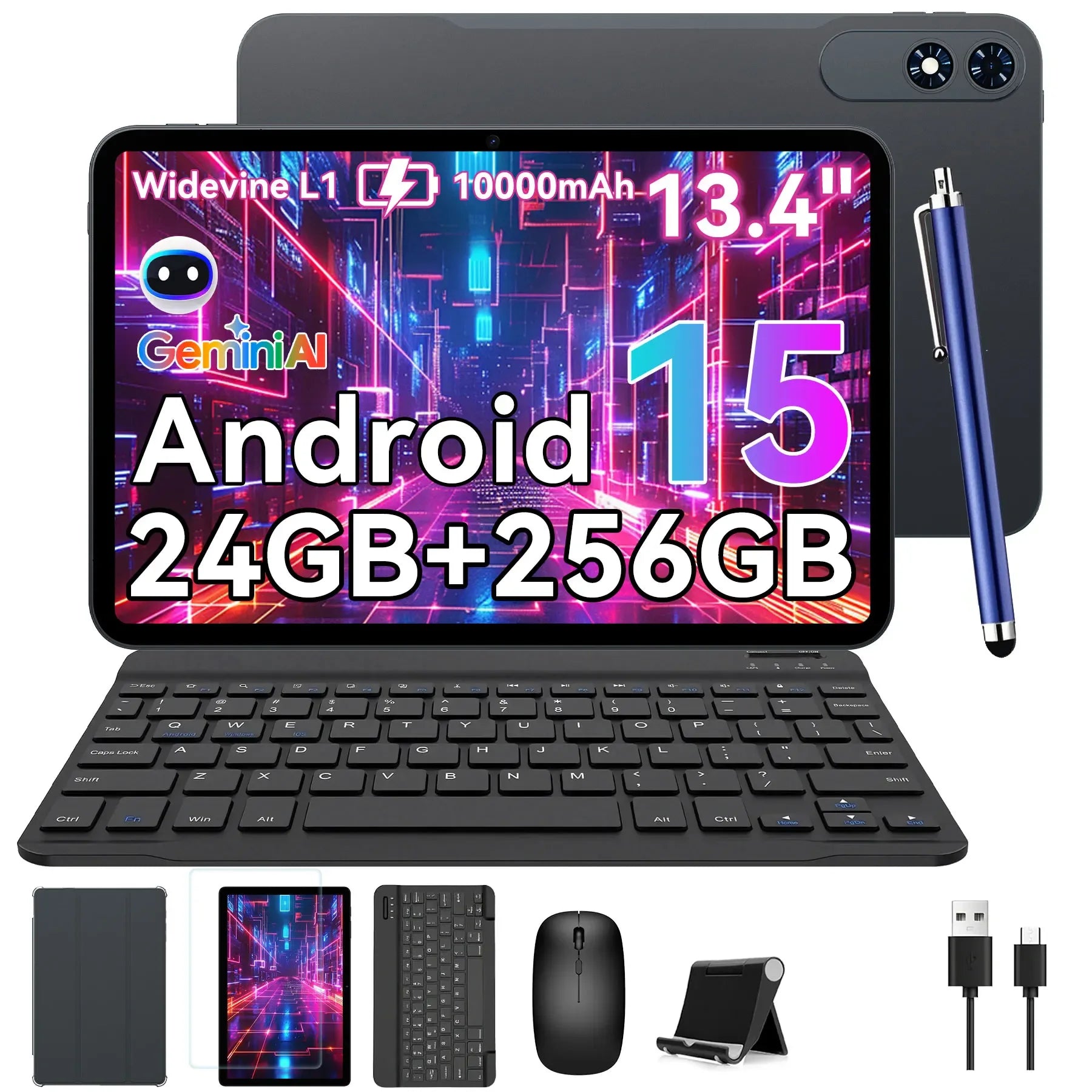 TABWEE T60 PRO Android 15 Tablet with Keyboard - 13.4" 8GB + 256GB (2TB TF), Unisoc T7280, 10000mAh, 16MP+8MP, With Mouse, Pen - Luvia