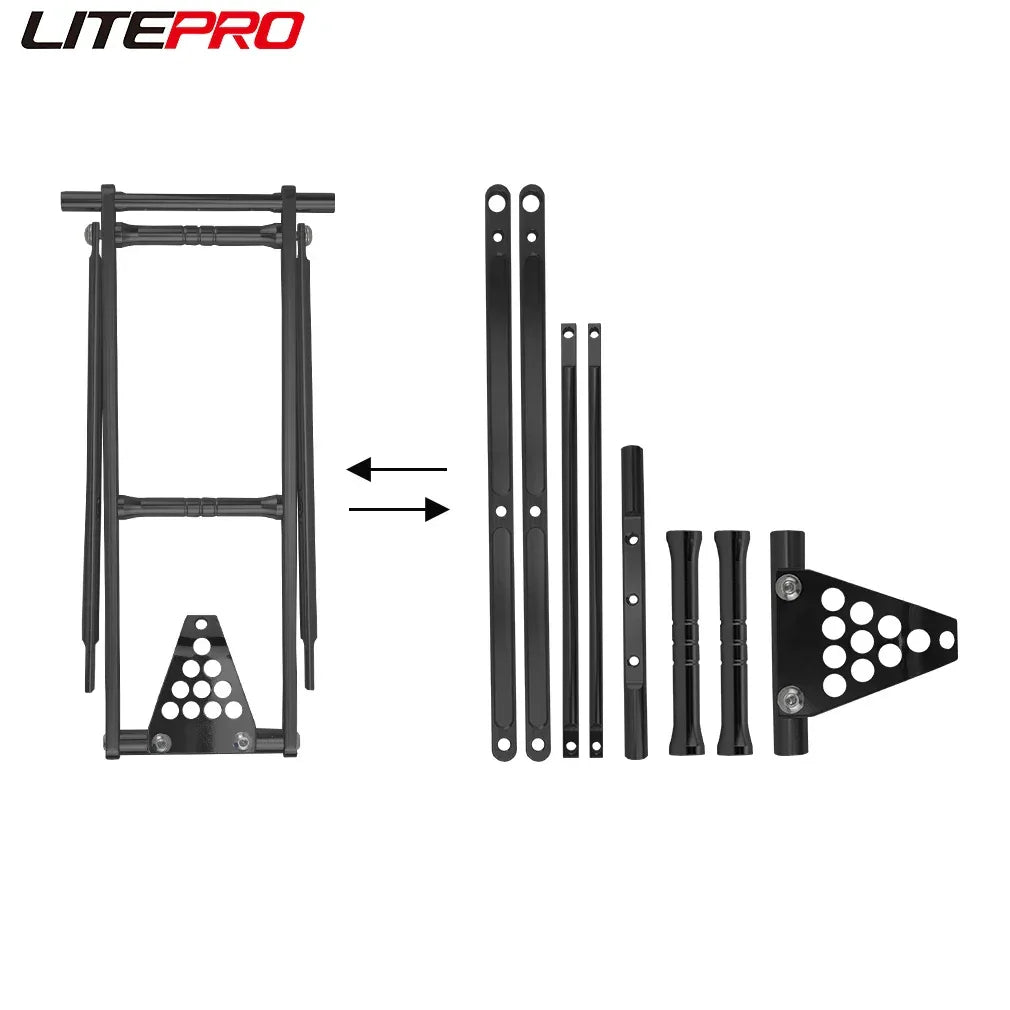 Litepro Foldable Rear Cargo Rack For Brompton Bicycle Portable Luggage Carrier Shelf Aluminum Alloy Tail Shelf Holder - Luvia