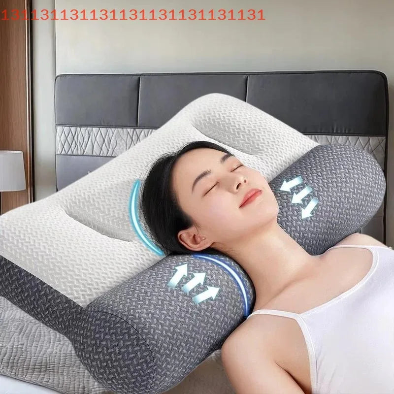 Orthopedic Pillow For Cervical Support & Sleep Aid, Reverse Traction Zoned Design With Soy Fiber Knitted Core Home/Dorm Use - Luvia