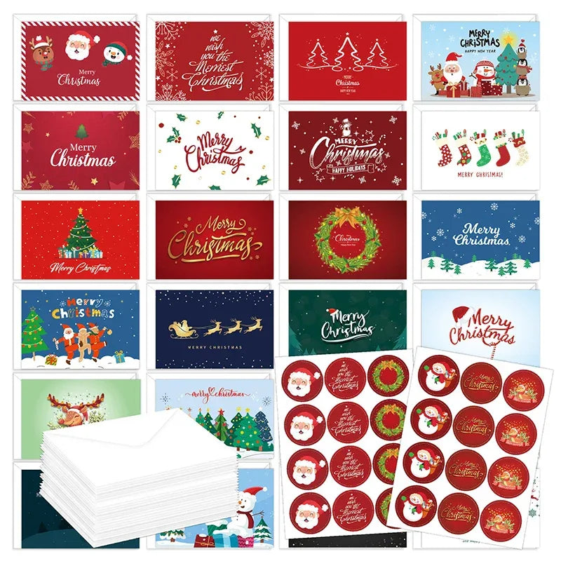 Christmas Cards With Envelopes And Card Organizer(Pack Of 24) Holiday Greeting Cards And Envelopes Christmas Gift Cards - Luvia