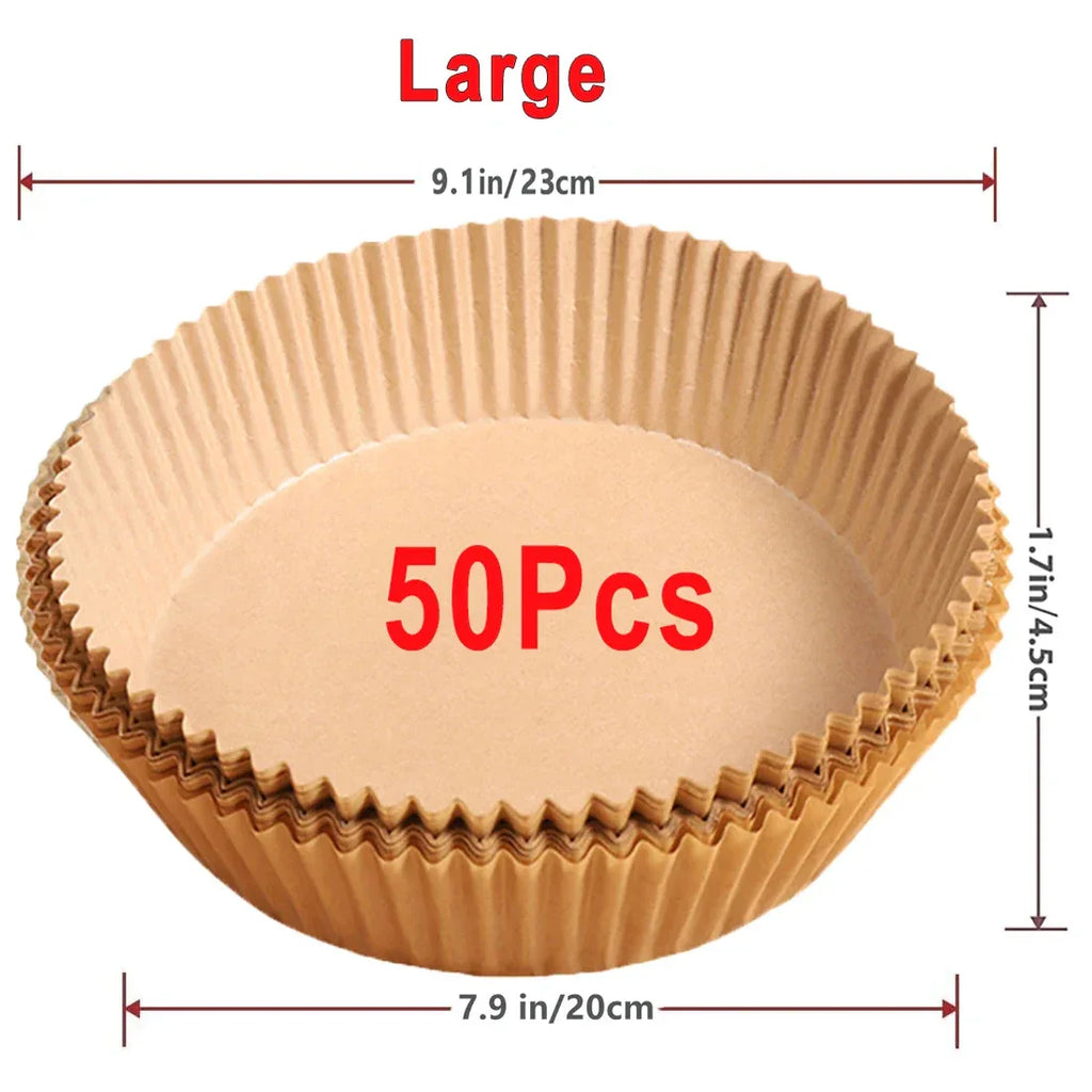 50/100Pcs Air Fryer Disposable Paper Non-Stick Airfryer Baking Papers Round Air-Fryer Paper Liners Paper Kitchen Accessories - Luvia