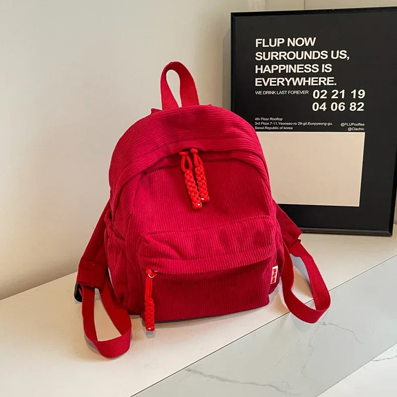 Shoulder Bag for Women Backpack Fashion Corduroy Student Backpack Travel Backpack Cute Backpacks Back To School Bags Mochila Sac - Luvia