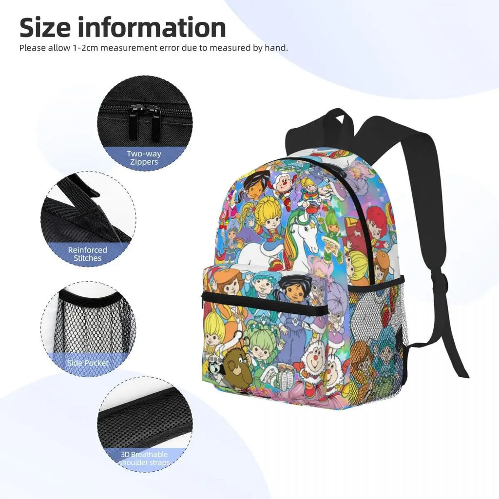 Cartoon Cute Rainbow Brite Student Backpack School Bag Hiking Travel Daypack for Boys Girls Fashion Bookbag Shoulder Bags - Luvia