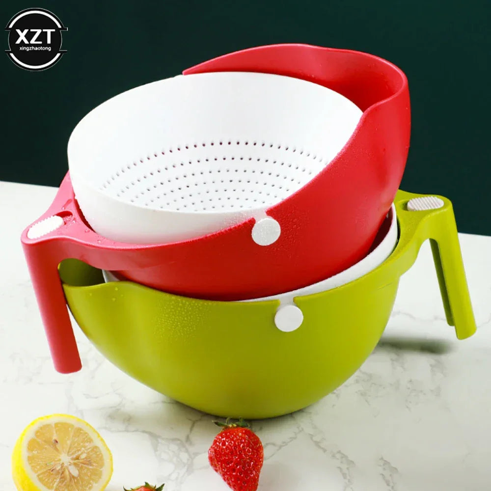 Double Drain Basket Bowl Rice Washing Kitchen Sink Strainer Noodles Vegetables Fruit Kitchen Gadget Colander Kitchen Strainers - Luvia