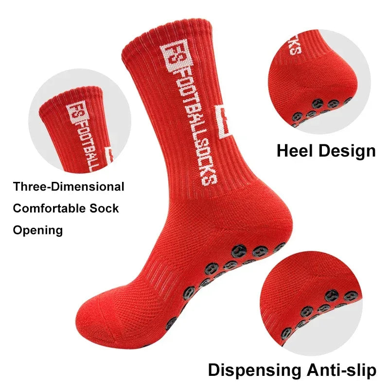 3 Pairs FS Non-slip Football Socks Men Women Sports Anti-Slip Soccer Stockings Silicone Bottom Breathable Outdoor Soccer Socks - Luvia