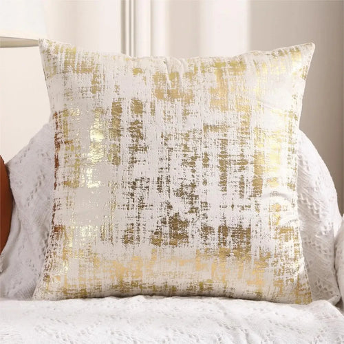 1pc Velvet Gold Printing Cushion Cover 45x45cm Decorative Throw Pillow Cover for Sofa Livingroom Decor Pillowcase - Luvia