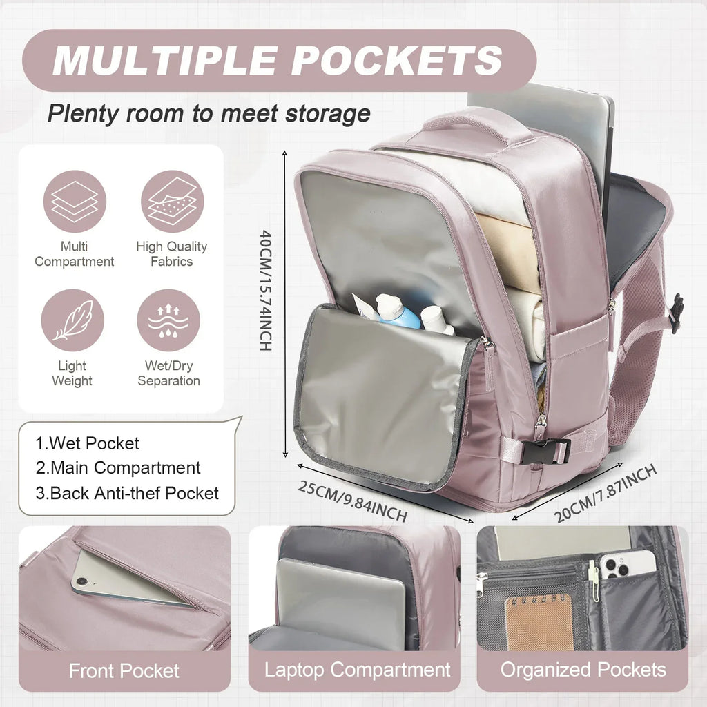 Women Men Travel Backpack , Cabin Bag Ryanair Hand Luggage 40x20x25 Travel Backpack College Bookbag Laptop Bag, eastpak rucksack - Luvia