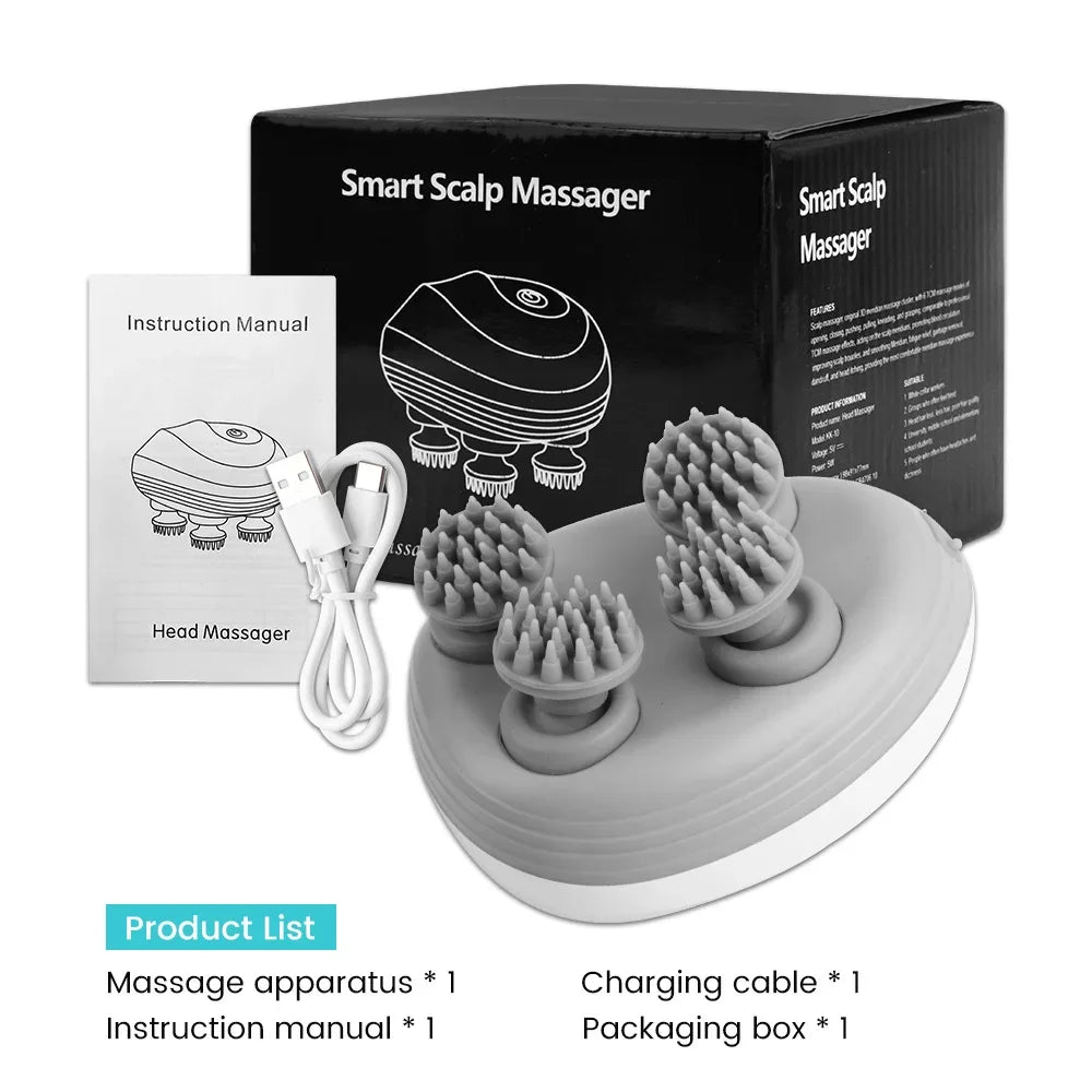 Electric Head Scalp Massager with 4 Kneading Massage Heads Body Deep Tissue Massager for Hair Growth Relaxtion and Cat Pet Claw - Luvia