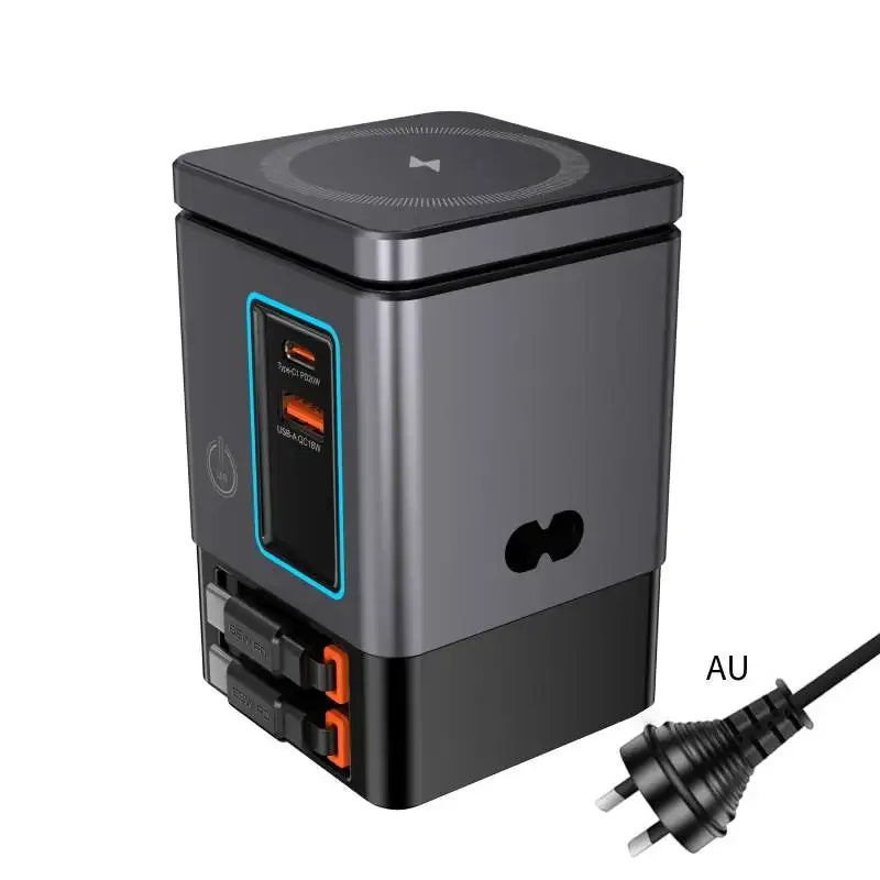 6-in-1 Charging Station with Retractable USB-C Cable Power Combo Tower 105W for Multiple Devices Fast Charger for iPhone Airpod - Luvia