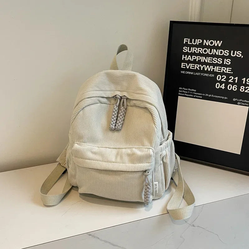 Shoulder Bag for Women Backpack Fashion Corduroy Student Backpack Travel Backpack Cute Backpacks Back To School Bags Mochila Sac - Luvia