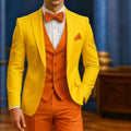 Men's Formal White And Orange Suit Occasion Wedding Groomsmen Graduation Dance Smoking 3 Piece Tuxedo Traditional Male Attire - Luvia