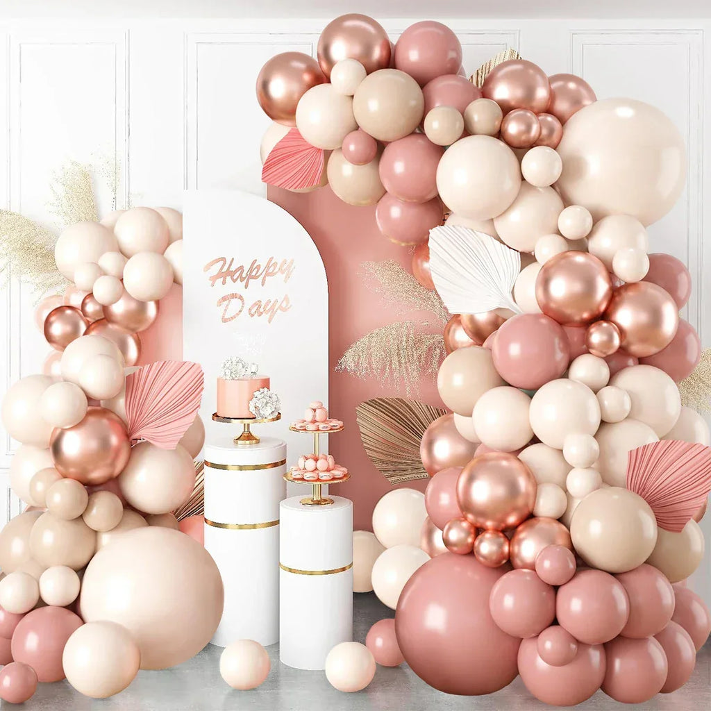 Blush Retro Pink Ivory White Balloons Garland Arch Kit for Birthday Party Wedding Baby Shower Decorations Party Supplies - Luvia