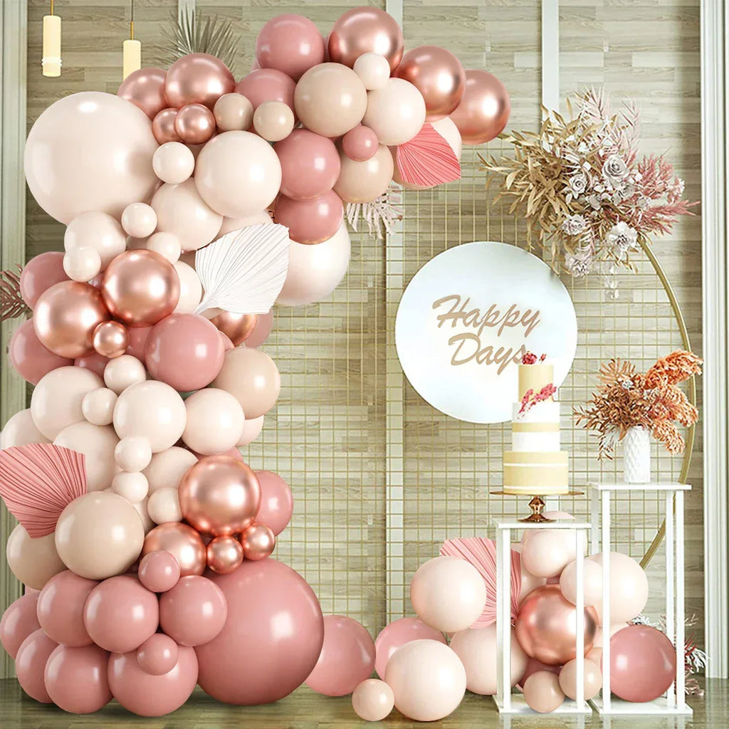 Blush Retro Pink Ivory White Balloons Garland Arch Kit for Birthday Party Wedding Baby Shower Decorations Party Supplies - Luvia