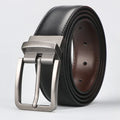 1pc Men's Leather Reversible Belt, Rotate Black Buckle - Luvia