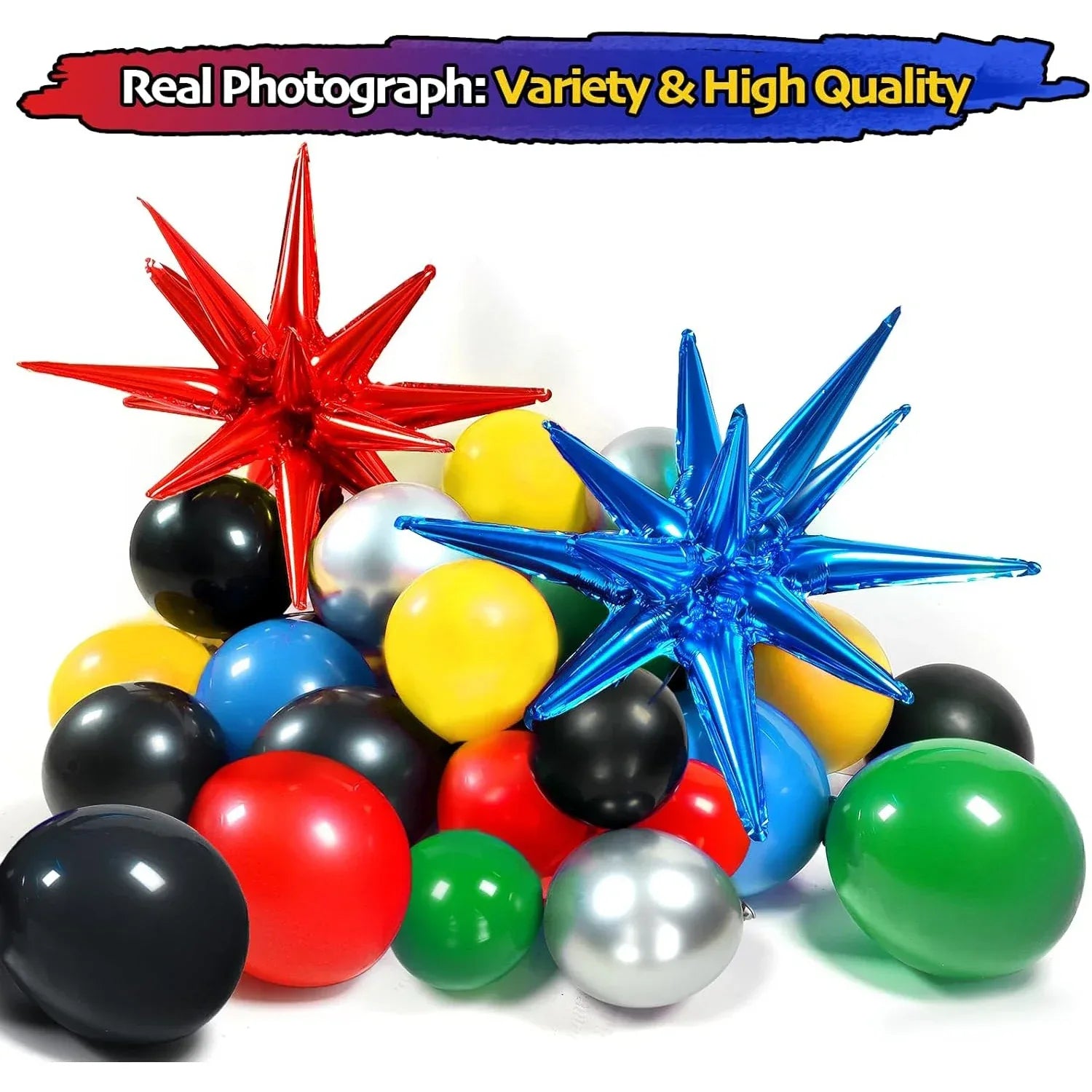 137pcs Balloon Arch Kit - Red/Blue/Yellow/Green/Black for Birthday Party Carnival Decor - Luvia