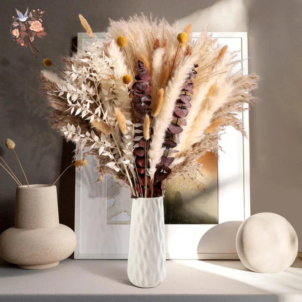 Natural Pampas Grass Bouquet Dried Flowers Autumn Home Room Decoration DIY Christmas Gift Artificial Flowers Wedding Arrangement - Luvia