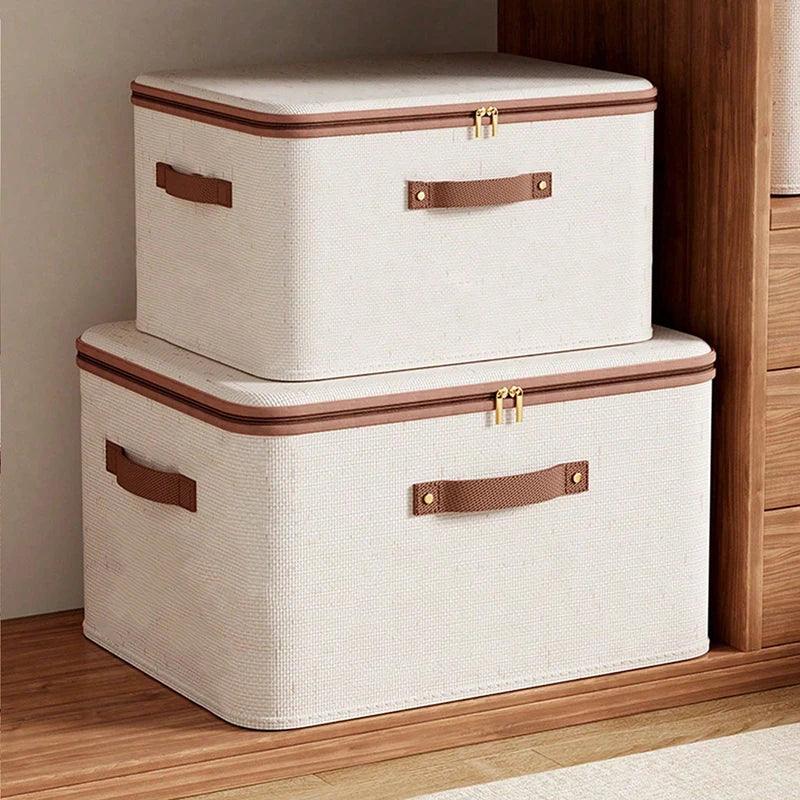 Foldable Clothes Storage Box, Closet Organizer Container with Handle and Zipper,Suitable for Wardrobe, Closet,Blanket (Washable) - Luvia