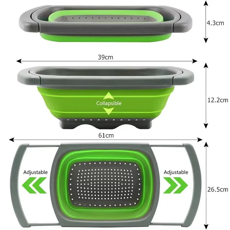 7QT Collapsible Colander Strainer Expandable Over the Sink Colander Foldable Large Colander Basket to Wash Vegetable Fruit YY128 - Luvia