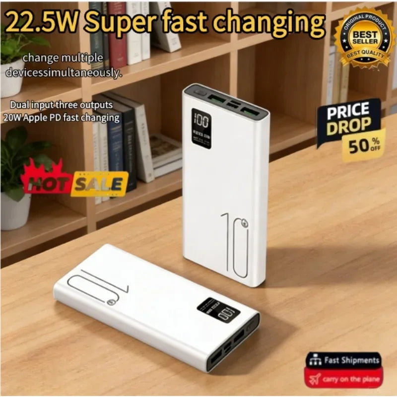 200000mAh 22.5W Power Bank Fast Charging Power Bank High Capacity External Battery Hot Digital Display - Luvia