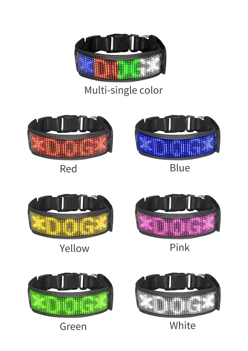 LED Dog Collar USB Rechargeable Light Up Dog Collar Adjustable Comfortable Safety Dog Collar for Small, Medium, Large Dogs - Luvia