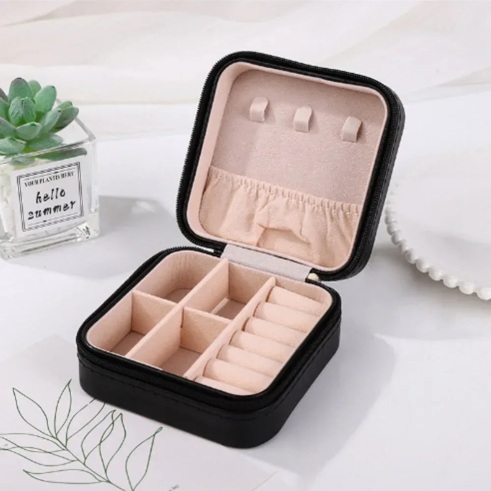 Portable Mini Jewelry Storage Box Travel Organizer Jewelry Case Leather Storage Earrings Necklace Ring Jewelry Organizer Display - Luvia