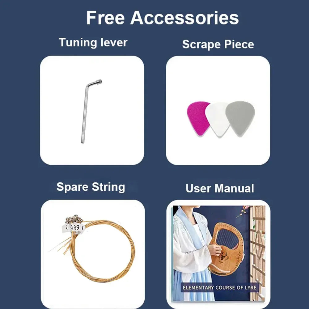 Lyre Harp 16 19 Strings Mahogany Wood Harp Piano 19 Strings Stringed Musical Instrument With Tuning Wrench Spare Strings - Luvia