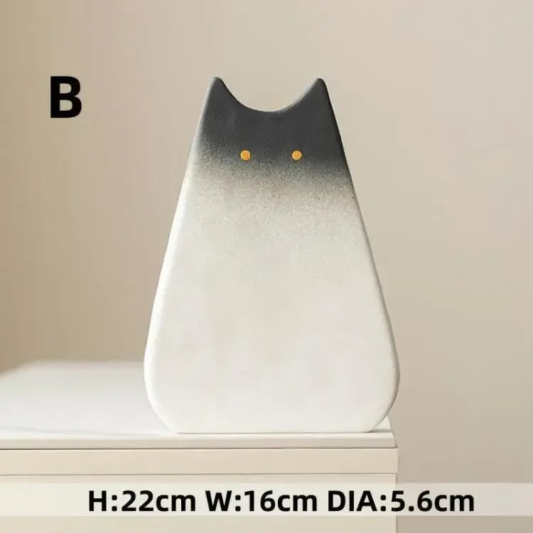 Cute cat-like ceramic vase, Nordic style, simple and cute, decoration for dried flower arrangement, hydroponic living room - Luvia